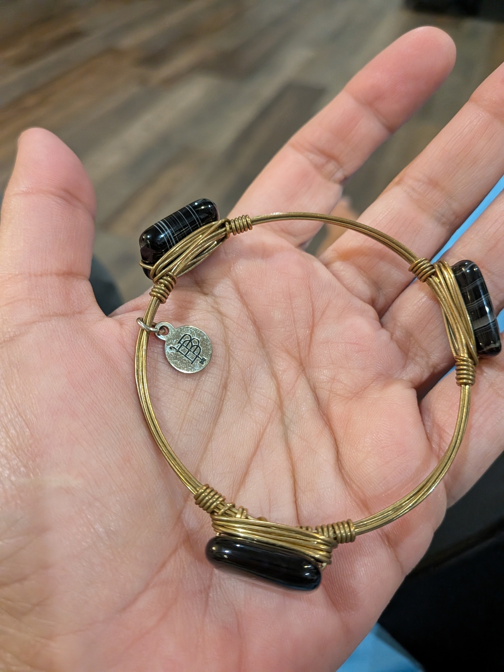 Bourbon and Bowties Gold-Tone Bracelet with Black Agate Accent - Picture 5 of 5